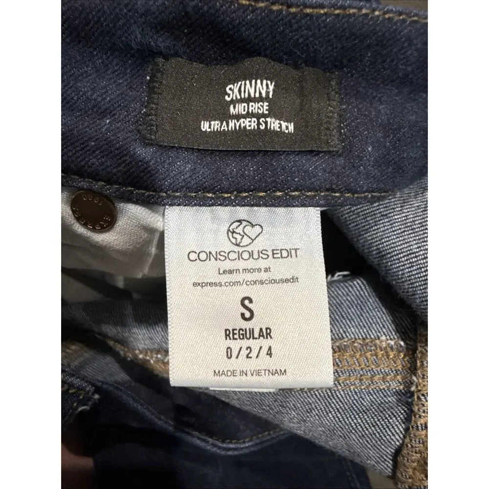 Express Jeans Legging Mid Rise Dark Blue Denim Women's Size Small Regular